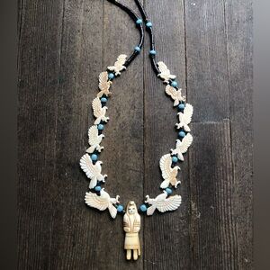 Bone carved Kachina necklace